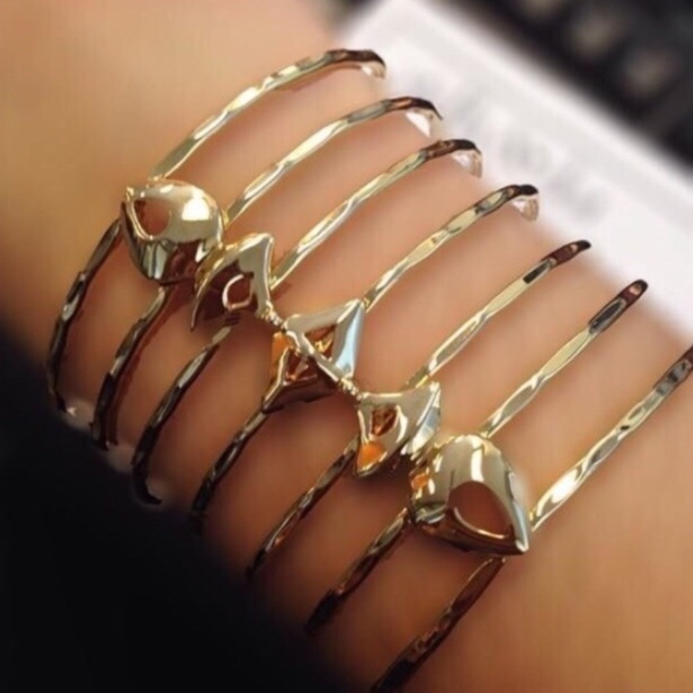 Stella & Dot | Exotic Gold Fishbone Cage Power Cuff Bracelet - Picture 2 of 12